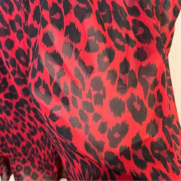 Torrid Red Cheetah Animal Print Button Up Tunic Shirt Semi-Sheer Plus Size 3X - Picture 7 of 13